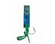 Cadarço Elástico Chato - Ponteirado - Azul Bebe / Amarelo Cítrico - 95 cm