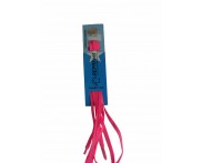 Cadarço Elástico Chato - Ponteirado - Pink / Listra Cinza - 95 cm